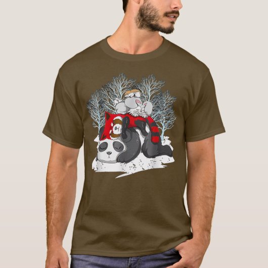 Panda Red Panda Rabbit Hamster Pyramid Sleeping T-shirt (Voorkant)