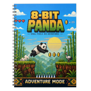 Panda, Retro 8-Bit Pixelkunst Notitieboek