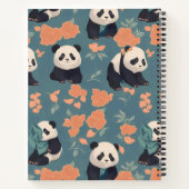 Panda Retro Kleurrijk Gepersonaliseerd Patroon Notitieboek (Achterkant)