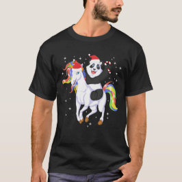 panda riding unicorn christmas t-shirt