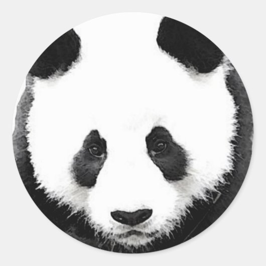 Panda Ronde Sticker - Zwart & Wit Pop Art (Voorkant)