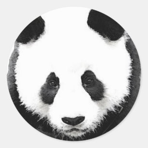 Panda Ronde Sticker - Zwart & Wit Pop Art