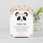 Panda rose floral mignonne Carte de remerciements  (Debout devant)