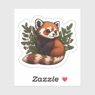 Panda rouge mignon dans le sticker vinyle sauvage