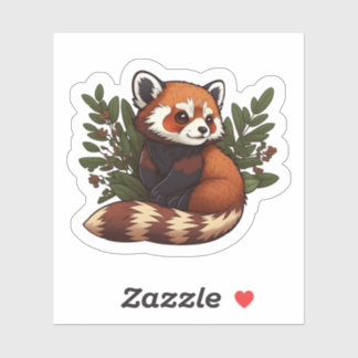 Panda rouge mignon dans le sticker vinyle sauvage
