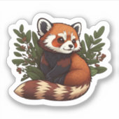 Panda rouge mignon dans le sticker vinyle sauvage (Devant)