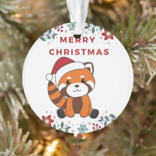 Panda Rouge Noël Neige Animaux d'hiver Pandas Orn