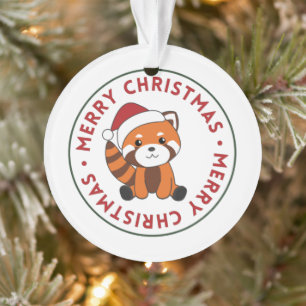 Panda Rouge Noël Neige Animaux d'hiver Pandas Orn