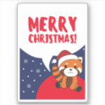 Panda Rouge Noël Neige Animaux d'hiver Pandas Sti<br><div class="desc">Le panda rouge à douceur avec des lumières claires. Animaux amusants avec des cadeaux et de la neige aux vacances. Aussi drôle pour Noël en juillet. Les pandas rouges sont des animaux sucrés et parfaits pour Noël.</div>