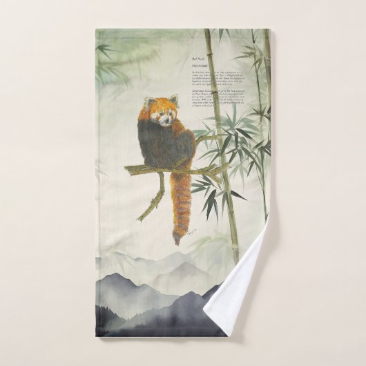 Panda rouge peint à la main (Serviette à main)