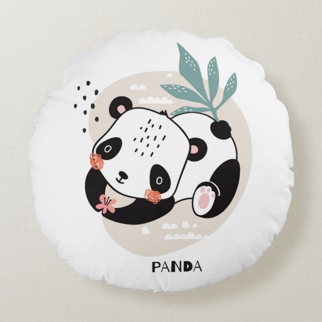 Panda Round Pillow Rond Kussen (Voorkant)