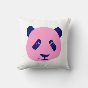 Panda - Roze en donkerblauw Kussen
