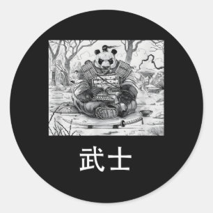 Panda Samurai Warrior Beer Ronde Sticker