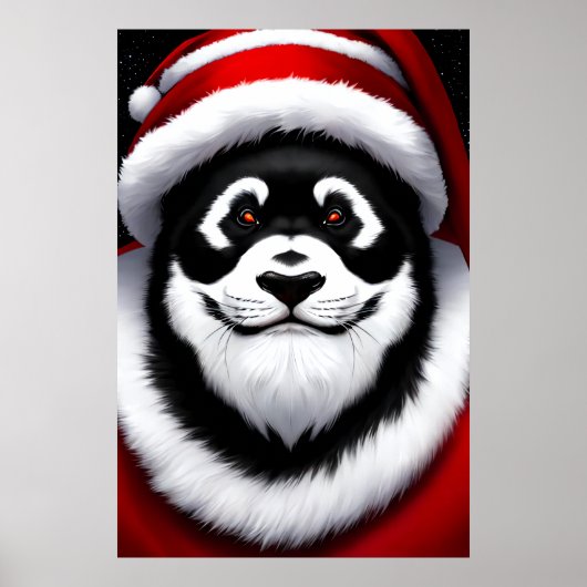 Panda Santa Claus Portrait | AI Art Poster (Voorkant)