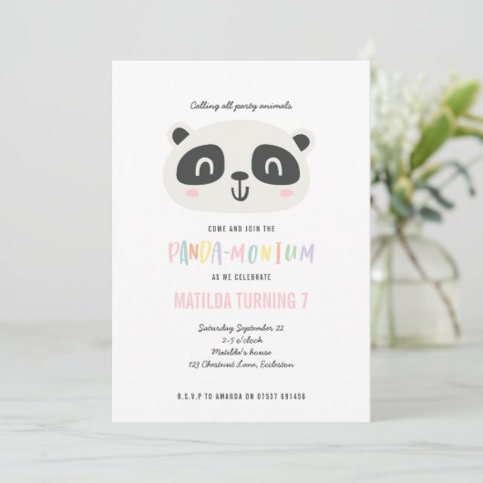 Panda schattige, felle multicolor verjaardag (Staand voorkant)