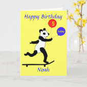 Panda Skateboarding Birthday cards voegen naamleef Kaart (Gele Bloem)