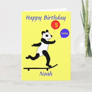 Panda Skateboarding Birthday cards voegen naamleef Kaart