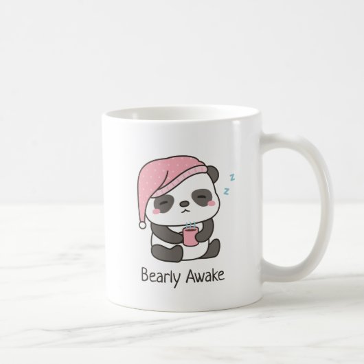 Panda Sleepy Bearly Awake Tasse à café Humour (Droite)