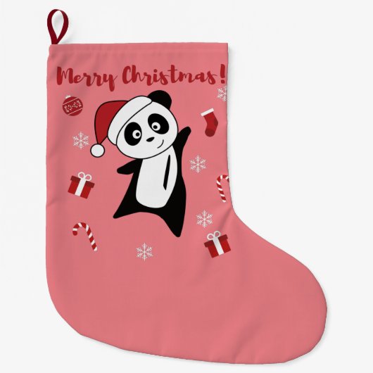 Panda Snow Winter Animals Pandas Large C Grote Kerstsok (Voorkant)