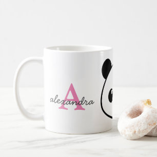 Panda souriant Monogramme café Mug - Personnalisé
