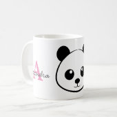 Panda souriant Monogramme café Mug - Personnalisé (Devant gauche)