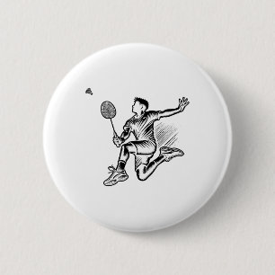 Panda speelt badminton speler shuttle ronde button 5,7 cm