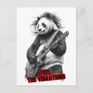 Panda speelt gitaar, zegt: Voel de trillingen op Feestdagenkaart