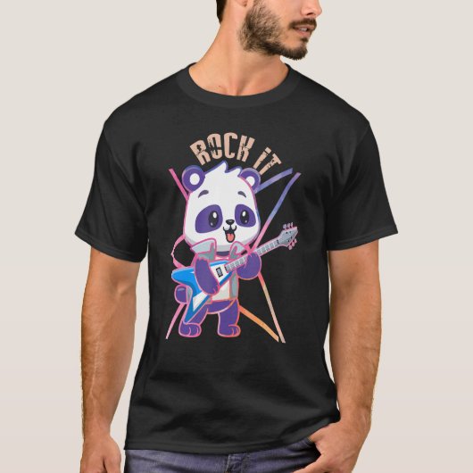 Panda speelt gitaargitarist t-shirt (Voorkant)