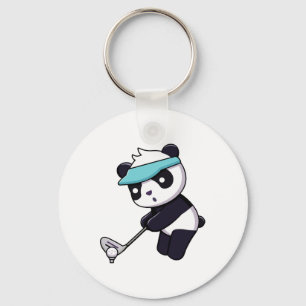 Panda speelt golf, grappig dier golfer panda beer sleutelhanger