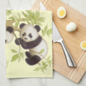 Panda speelt in een boom theedoek (Quarter Fold)