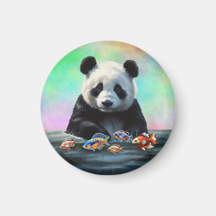 Panda staart naar kleurrijke zwemmende vissen magneet