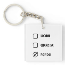 Panda Status Vierkante Sleutelhanger