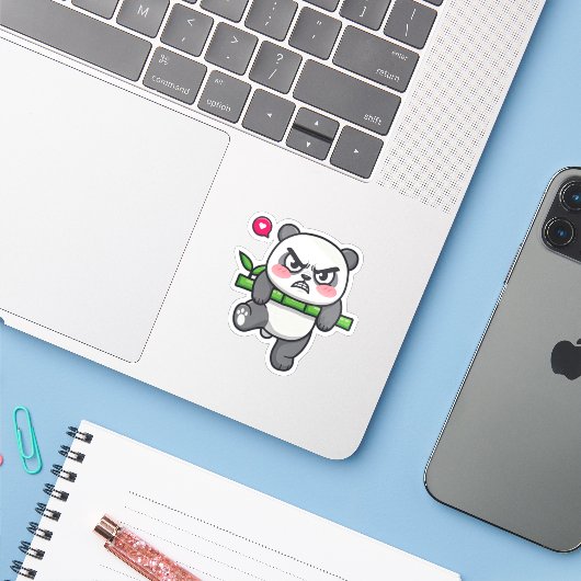 panda sticker (Laptop met iPhone)