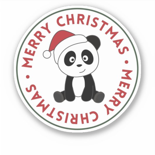 Panda-Sticker voor kerstwintersneeuw Sticker (Voorkant)