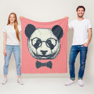 Panda Stripes Fleece Deken