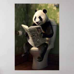 Panda sur Impression de Toilettes, Art de Paroi de