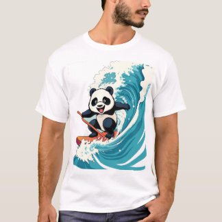 Panda Surfen Een Golf T-Shirt – Fun Surfen Panda
