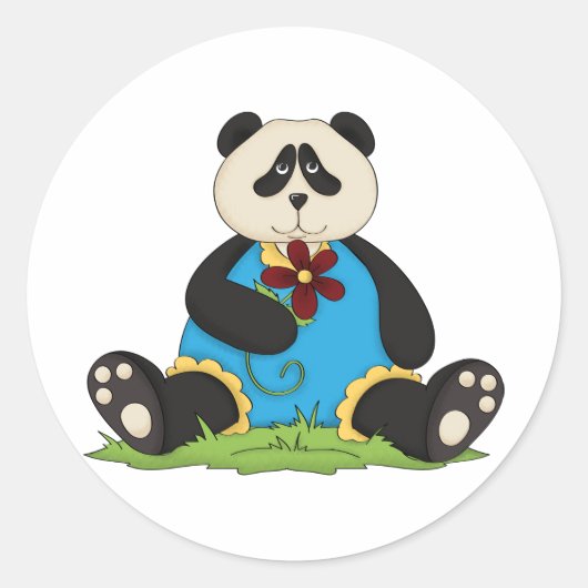 Panda Tenant Un Stickers Fleur (Devant)