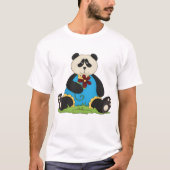Panda Tenant Un T-Shirt Hommes Fleurs (Devant)