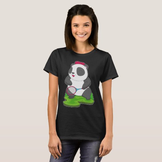 Panda Tennis racket T-shirt (Voorkant volledig)