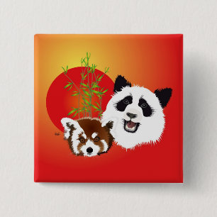 Panda Treffen Buttonnen Vierkante Button 5,1 Cm