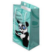 Panda Turquoise Klein Cadeauzakje (Voorkant Gekanteld)