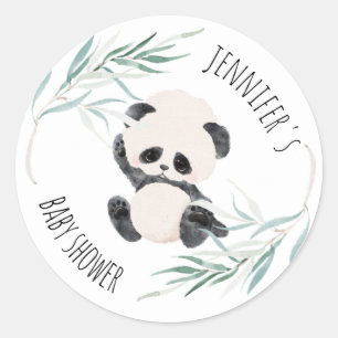 Panda Unisex Genderneutrale Baby shower Waterverf Ronde Sticker