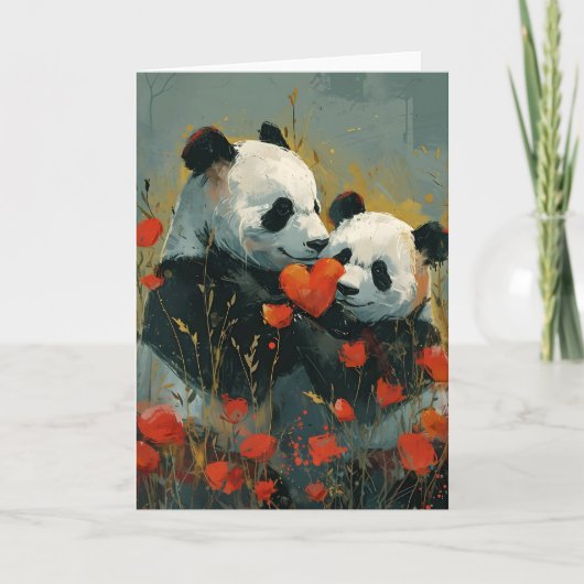 Panda Valentijnsdag  Feestdagen Kaart (Voorkant)