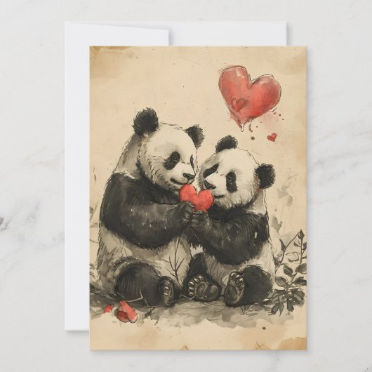 Panda Valentijnsdag Feestdagenkaart (Voorkant)