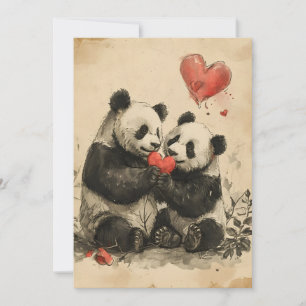 Panda Valentijnsdag Feestdagenkaart