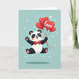 Panda Valentijnskaart met Liefdesballonnen Kaart