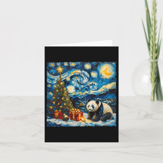 Panda Van Gogh Style Sterrennacht Kerstwinter Kaart (Voorkant)