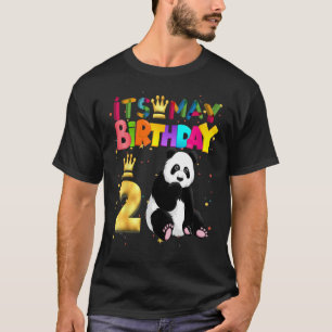 Panda Verjaardag Jongen Party Dier 2e Verjaardag P T-shirt