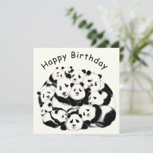 Panda Verjaardag Kaart Gelukkige Familie Panda's -